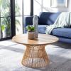 Safavieh Home Collection Whent Coastal Grey White Wash and Black Round Coffee Table(Natural / Black)