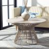 Safavieh Home Collection Whent Coastal Grey White Wash and Black Round Coffee Table(White Washed / Black)