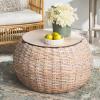 Safavieh Home Klarysa Natural White Wash Wood and Rattan Storage Coffee Table