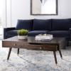 Safavieh Home Levinson Mid-Century Modern Brown and Gold Cap 2-drawer Coffee Table(Brown)