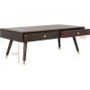 Safavieh Home Levinson Mid-Century Modern Brown and Gold Cap 2-drawer Coffee Table(Brown)