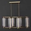 SAFAVIEH Couture – Cyndy Rectangular Chandelier Light Fixture – Gold & Clear – Dimmable LED Linear Chandelier with Glass Panels and Adjustable Height for Dining Room, Kitchen Island (CTL1119A)(Gold/Clear)