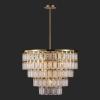 SAFAVIEH Couture – Queenie 16-Light Tiered Chandelier – Clear & Gold – Dimmable LED Chandelier with Glass Panels and Adjustable Height for Dining Room, Foyer (CTL1122A)(Clear/Gold)
