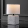 SAFAVIEH Couture Lighting Collection Zahra White Marble 15-inch Dimmable Table Lamp for Bedroom Living Room Home Office Desk Nightstand (LED Bulb Included)(White)