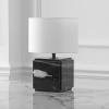 SAFAVIEH Couture Lighting Collection Zahra White Marble 15-inch Dimmable Table Lamp for Bedroom Living Room Home Office Desk Nightstand (LED Bulb Included)(Black / White)