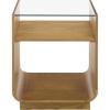 SAFAVIEH Furniture – Acres Accent Table – Dark Oak Wood & Glass Top – 2 Shelves – Ideal for Living Room, Bedroom, 20″ W x 18″ D x 23″ H (ACC2329B)(Natural/Glass)