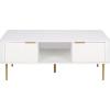 SAFAVIEH Furniture – Hilsa Coffee Table – White & Gold Storage Coffee Table with Cabinets and Shelf, Modern Living Room Table, 43.3″ W x 23.6″ D x 16.5″ H (COF3101A)(White/Gold)