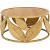SAFAVIEH Furniture – Lusine Round Coffee Table – Honey Brown Wash & Solid Wood with Leaf Design – Boho Living Room Accent Table, 31.1″ W x 31.1″ D x 16″ H (COF6520B)(Natural)