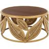 SAFAVIEH Furniture – Lusine Round Coffee Table – Honey Brown Wash & Solid Wood with Leaf Design – Boho Living Room Accent Table, 31.1″ W x 31.1″ D x 16″ H (COF6520B)(Honey Brown Wash)