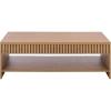 SAFAVIEH Furniture – Masa Rectangular Coffee Table – Oak with Open Shelf Storage, Modern Living Room Table with Slatted Detail, 47″ W x 23.6″ D x 16.5″ H (COF3601A)(Oak)