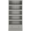 SAFAVIEH Furniture – Shafa 5-Tier Bookcase with Drawer – Light Grey Wood Storage Bookshelf for Living Room, Home Office (ETG3101A)(Light Grey)