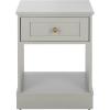 SAFAVIEH Furniture – Shafa Side Table – Light Grey Solid Wood & Brass – 1-Drawer Nightstand Accent – Ideal for Living Room, Bedroom, 17.7″ W x 15″ D x 23.7″ H (ACC3100A)(Light Grey/Brass)