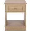 SAFAVIEH Furniture – Shafa Side Table – Light Grey Solid Wood & Brass – 1-Drawer Nightstand Accent – Ideal for Living Room, Bedroom, 17.7″ W x 15″ D x 23.7″ H (ACC3100A)(Natural/Brass)