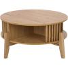 SAFAVIEH Furniture – Tomori Round Coffee Table – Oak Storage Coffee Table with Shelf, Modern Living Room Table, 37″ W x 37″ D x 15.75″ H (COF3600A)(Oak)