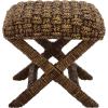 SAFAVIEH Furniture – Trishan Woven Accent Stool – Brown Mahogany Solid Wood Frame- X-Base Design – Fully Assembled – Ideal for Living Room, Bedroom, 18.5″ W x 20.5″ D x 19.3″ H (SEA7045B)(Brown)