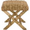SAFAVIEH Furniture – Trishan Woven Accent Stool – Brown Mahogany Solid Wood Frame- X-Base Design – Fully Assembled – Ideal for Living Room, Bedroom, 18.5″ W x 20.5″ D x 19.3″ H (SEA7045B)(Natural)