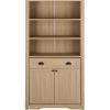 SAFAVIEH Furniture – Vero Bookshelf Bookcase with Pull-Out Desk – Black Wood Storage Cabinet for Living Room, Home Office (ETG3100B)(Natural)