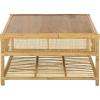 SAFAVIEH Furniture – Webber Square Coffee Table – Natural Solid Wood with Rattan Shelf Storage – Boho Living Room Table, 31.5″ W x 31.5″ D x 17.7″ H (COF6519A)(Natural)