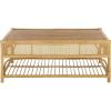 SAFAVIEH Furniture – Webster Rectangle Coffee Table – Natural Solid Wood with Rattan Shelf Storage, Boho Living Room Table, 43.3″ W x 25.6″ D x 17.7″ H (COF6518A)(Natural)