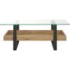 SAFAVIEH Home Collection – Auberon Glass Top Rectangular Coffee Table with Lower Wood Shelf, Modern Industrial Design (COF7015A)(Glass/Natural)