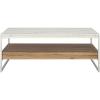 SAFAVIEH Home Collection – Aurelian White Faux Marble Rectangular Coffee Table with Lower Wood Shelf, Modern Design (COF7016A)(White Faux Marble/Natural)