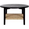 SAFAVIEH Home Collection – Nomand Walnut Round Coffee Table with Ash Veneer Top & Woven Rope Shelf, Modern 1-Shelf Living Room Design (COF2314A)(Black/Natural)