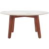 SAFAVIEH Home Collection – Ulmani White Faux Marble Round Top & Walnut Brown Solid Wood Base Coffee Table, Fully Assembled (COF2901A)(White Ceramic Faux Marble)