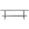 SAFAVIEH Home Collection Kayleigh White Faux Marble/Matte Black Coffee Table with Lower Shelf(White Faux Marble/Matte Blac)