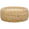 SAFAVIEH Home Collection Mordekai Tropical Coastal Natural Rattan Round Pedestal Coffee Table (Fully Assembled)(Natural)