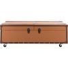 SAFAVIEH Home Collection Zoe Cognac Brown Faux Leather Storage Trunk Wine Rack Coffee Table with Caster Wheels (Fully Assembled)