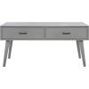 Safavieh Home Collection Mozart Mid-Century Distressed Grey 2-Drawer Rectangle Coffee Table(Distressed Grey)