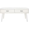 Safavieh Home Collection Mozart Mid-Century Distressed Grey 2-Drawer Rectangle Coffee Table(Distressed White)