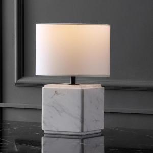 SAFAVIEH Couture Lighting Collection Zahra White Marble 15-inch Dimmable Table Lamp for Bedroom Living Room Home Office Desk Nightstand (LED Bulb Included)(White)