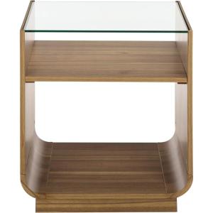 SAFAVIEH Furniture – Acres Accent Table – Dark Oak Wood & Glass Top – 2 Shelves – Ideal for Living Room, Bedroom, 20″ W x 18″ D x 23″ H (ACC2329B)(Dark Oak/Glass)
