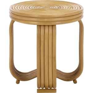 SAFAVIEH Furniture – Asleesh Round Accent Table – Natural Rattan – Fully Assembled – Ideal for Living Room, Bedroom, 16.5″ W x 16.5″ D x 17.7″ H (ACC9901A)(Natural)