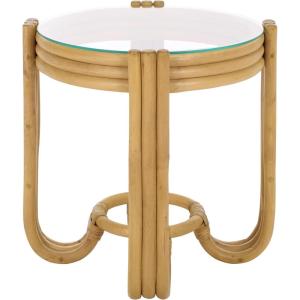 SAFAVIEH Furniture – Bilian Round Accent Table – Brown Rattan – Fully Assembled – Ideal for Living Room, Bedroom, 17.7″ W x 17.7″ D x 18″ H (ACC9900A)(Natural)