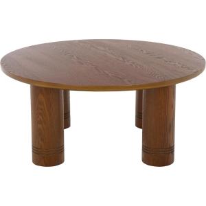 SAFAVIEH Furniture – Canino Round Coffee Table – Black – Modern Living Room Table with Sculptural Legs for Living Room, Family Room, 39.4″ W x 39.4″ D x 17″ H (COF2306B)(Walnut)