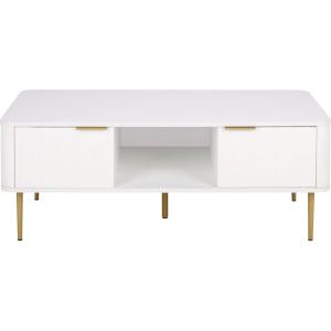 SAFAVIEH Furniture – Hilsa Coffee Table – White & Gold Storage Coffee Table with Cabinets and Shelf, Modern Living Room Table, 43.3″ W x 23.6″ D x 16.5″ H (COF3101A)(White/Gold)