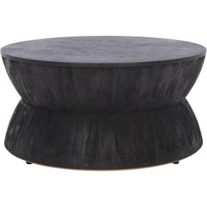 SAFAVIEH Furniture – Lailah Round Coffee Table – Mid-Century Design – Brown Sculptural Drum – Fully Assembled – Ideal for Living Room, Family Room, 30″ W x 30″ D x 14″ H (ALV1000A)(Black)