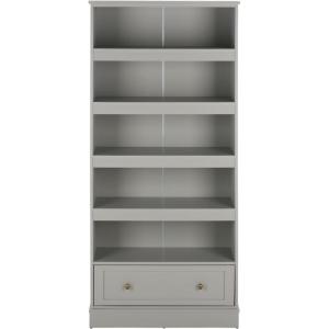 SAFAVIEH Furniture – Shafa 5-Tier Bookcase with Drawer – Light Grey Wood Storage Bookshelf for Living Room, Home Office (ETG3101A)(Light Grey)