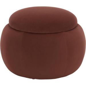 SAFAVIEH Furniture – Siara Round Storage Ottoman – Hunter Green Upholstered with Hidden Storage – Modern Footrest Stool for Living Room, Bedroom & Entryway, 24.2″ W x 24.2″ D x 17″ H (OTT3404C)(Rust)