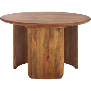 SAFAVIEH Home Collection – Bari Round Coffee Table, Dark Brown Solid Wood Rustic Design (COF3701A)(Dark Brown)