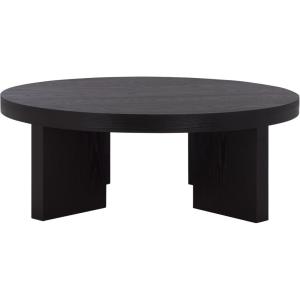 SAFAVIEH Home Collection – Caminun Walnut Coffee Table with Ash Veneer, Modern Round Living Room Centerpiece (COF2304A)(Black)