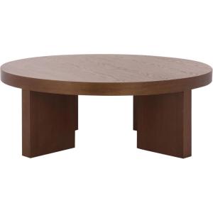 SAFAVIEH Home Collection – Caminun Walnut Coffee Table with Ash Veneer, Modern Round Living Room Centerpiece (COF2304A)(Walnut)