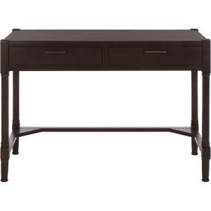 SAFAVIEH Home Collection – Filbert Desert Brown Writing Desk, 2-Drawer Traditional Desk, Classic Home Office Design (DSK5701G)(Dark Chocolate)