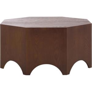 SAFAVIEH Home Collection – Maraki Walnut Coffee Table with Ash Veneer, Geometric Octagon Design, Fully Assembled (COF2312A)(Walnut)