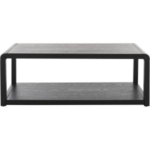 SAFAVIEH Home Collection – Omara Solid Wood Coffee Table with Lower Shelf, Modern Rectangular Living Room Table (COF2315C)(Black)