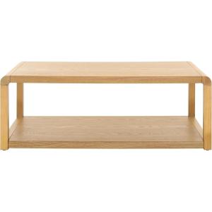 SAFAVIEH Home Collection – Omara Solid Wood Coffee Table with Lower Shelf, Modern Rectangular Living Room Table (COF2315C)(Natural)