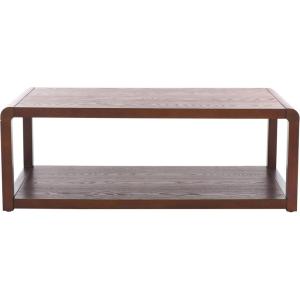 SAFAVIEH Home Collection – Omara Solid Wood Coffee Table with Lower Shelf, Modern Rectangular Living Room Table (COF2315C)(Walnut)
