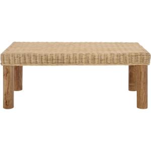 SAFAVIEH Home Collection – Shazza Mango Wood & Rattan Weaved Coffee Table, Rustic Boho Design, Fully Assembled (COF6517A)(Natural)
